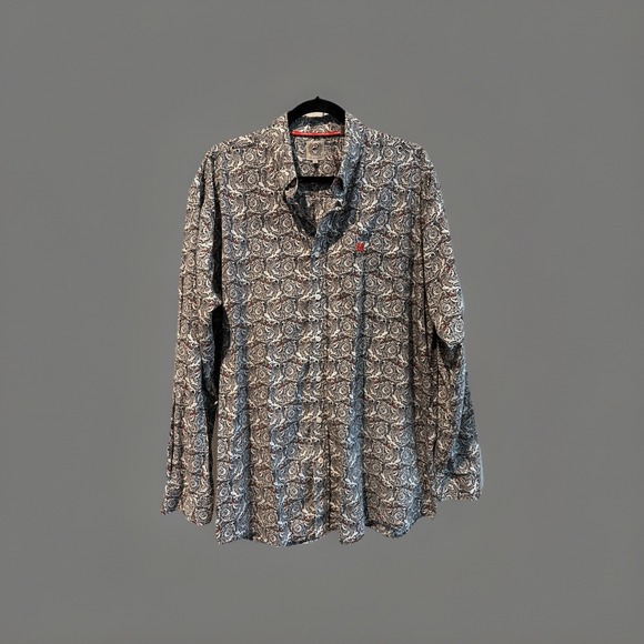 Cinch‎ Men's Western Black Floral Modern Print Button Down Shirt Size XL Rodeo - Picture 1 of 11